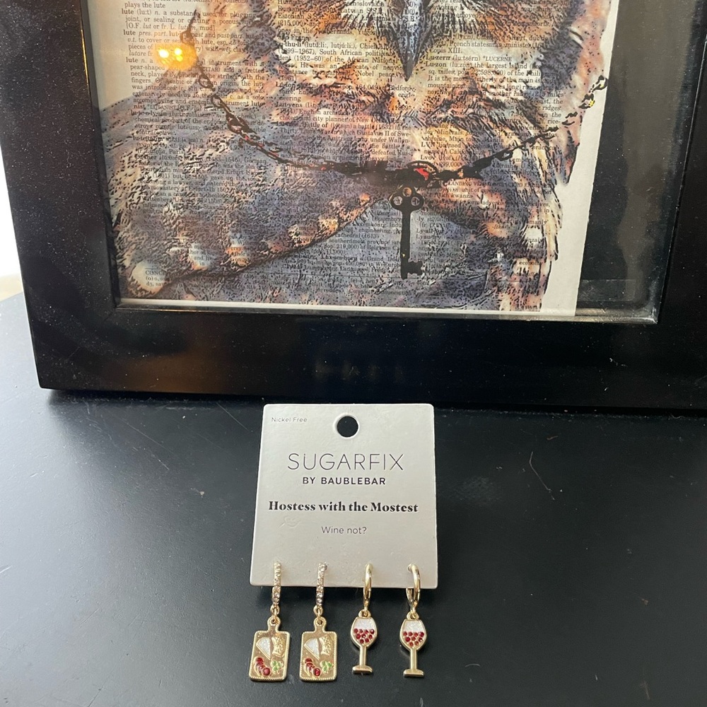 Sugarfix by BaubleBar Gold Wine Charm Earrings - Red Accents